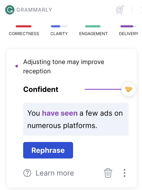 grammarly checking tone