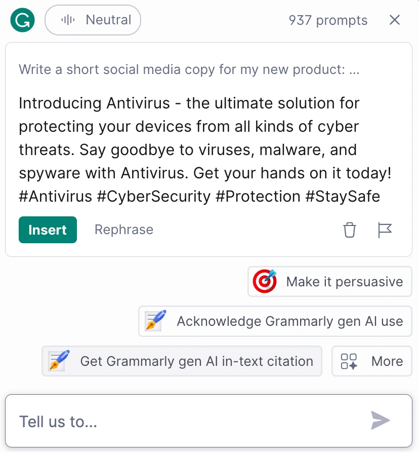 grammarly generative AI