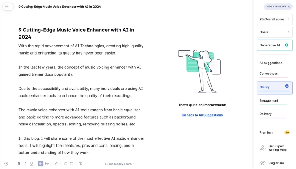 grammarly premium checking clarity