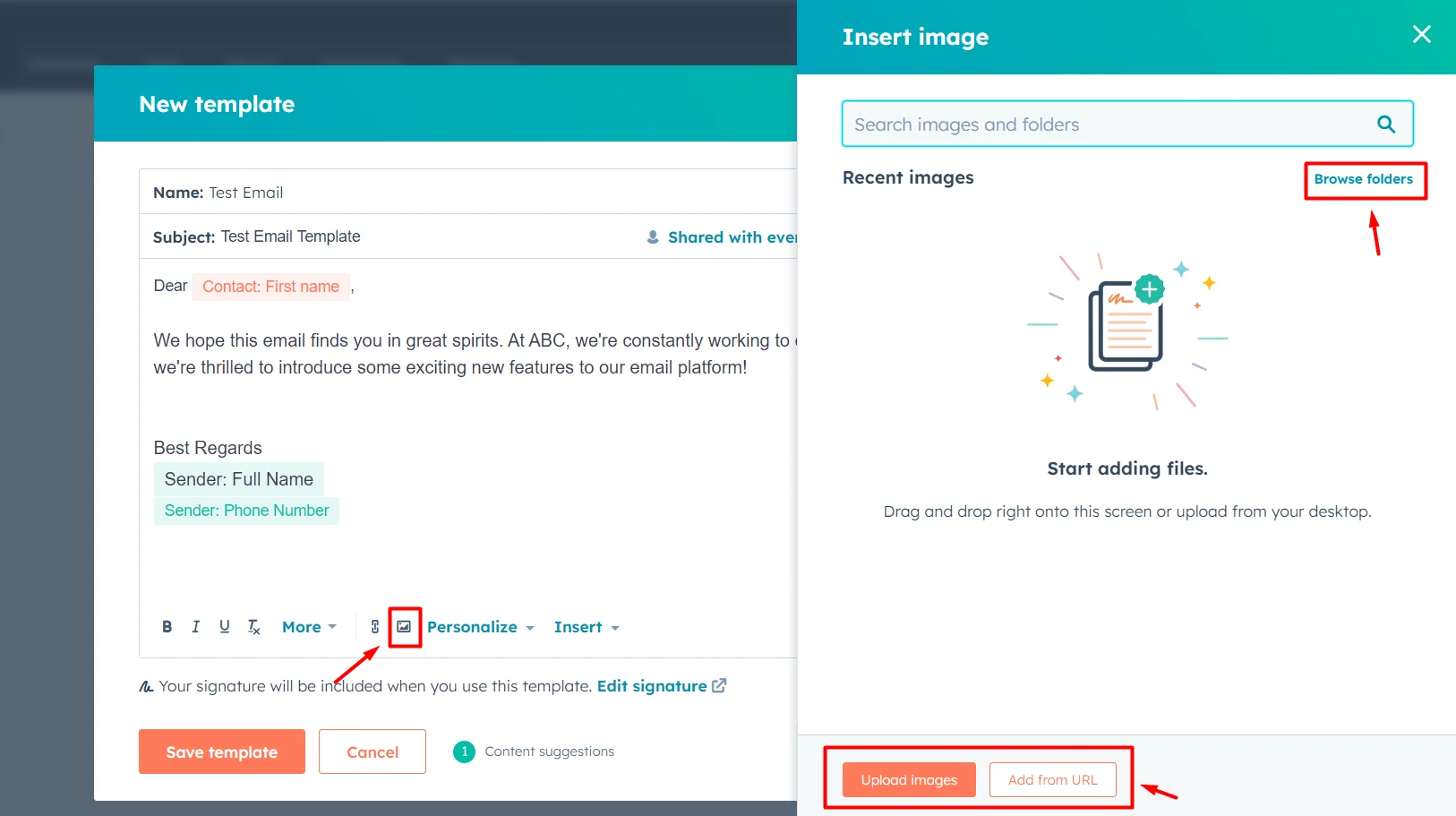 Boost your Email Campaigns with HubSpot Email Template Builder 6 insert-image-in-email-body