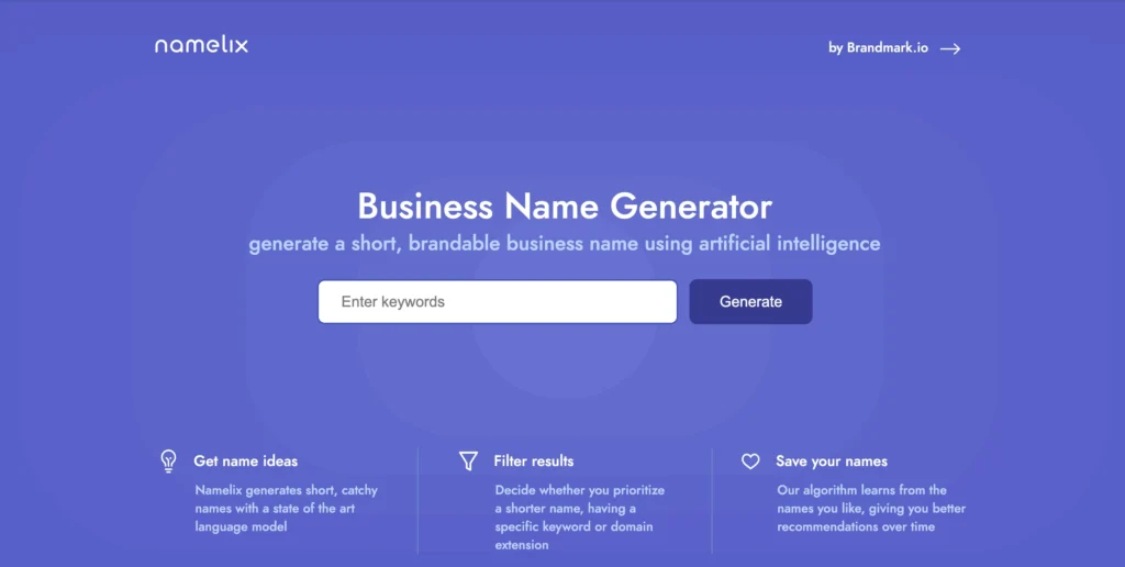 namelix AI business name generator