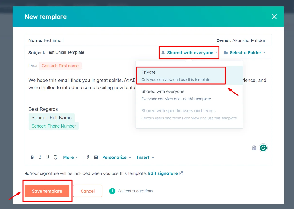 Boost your Email Campaigns with HubSpot Email Template Builder 9 update-share-access-and-save-template