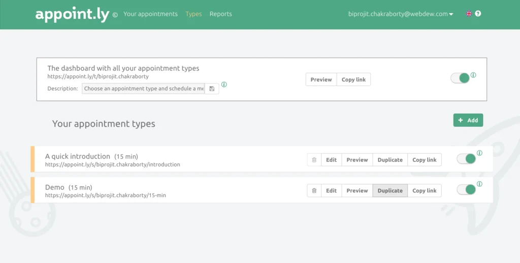 Appoint ly dashboard