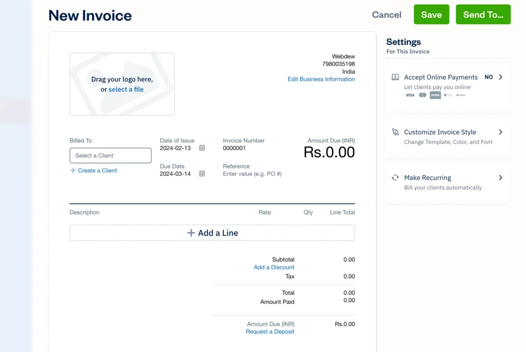 FreshBooks dashboard 1