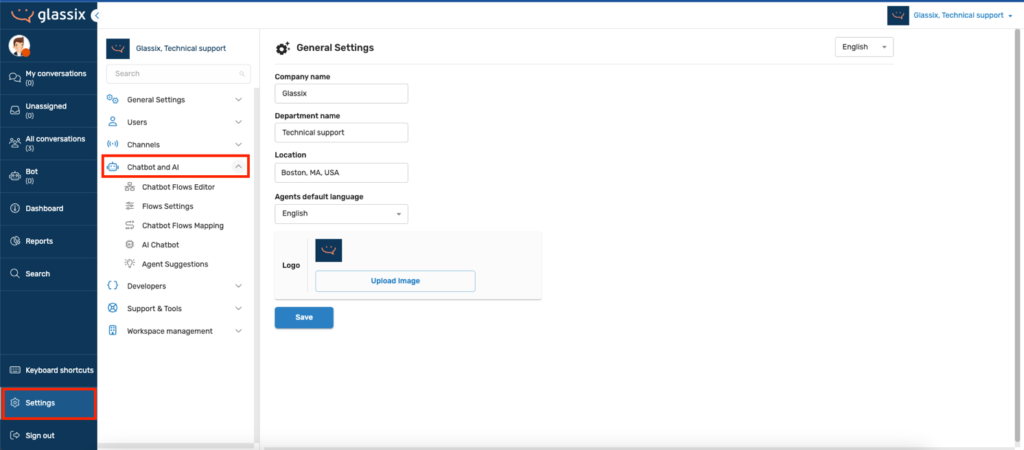 start building your own chatbot using Glassix