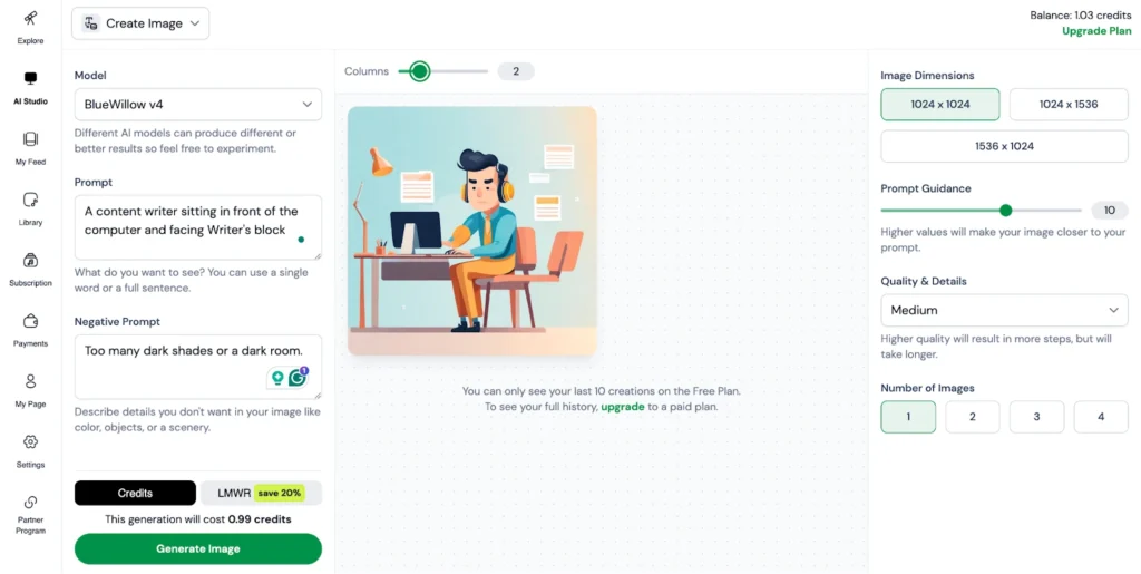 LimeWire generating image
