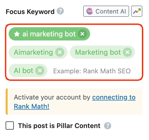 Rank math multiple keyword optimization