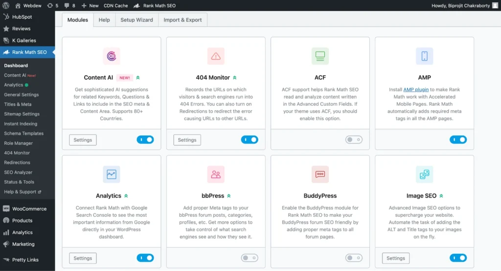 Rank math primary dashboard