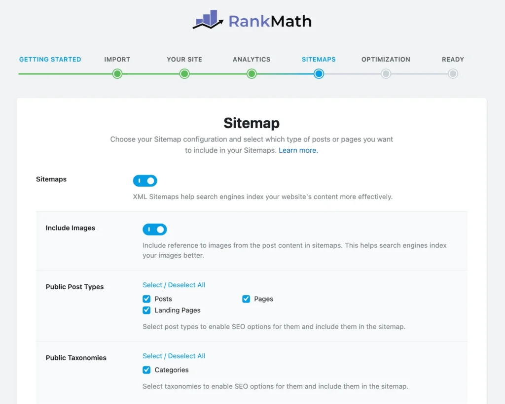 Rank math sitemaps