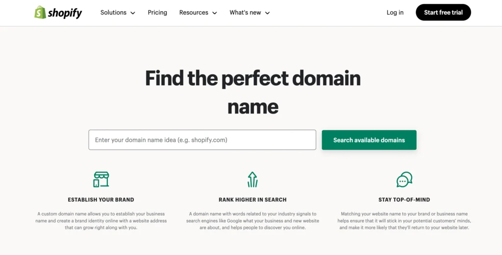 Shopify domain registration