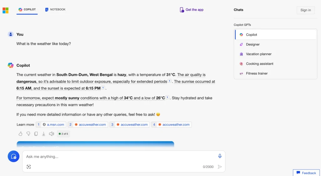 Top 12 Free AI Tools for Affiliate Marketing in 2024 23 copilot generating answers