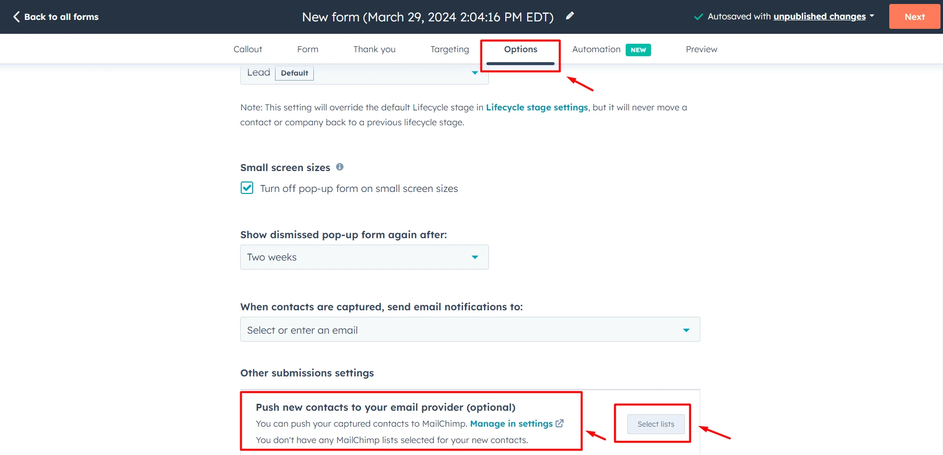 Boost your Email Marketing Strategy with HubSpot Mailchimp Integration 4 push-new-contacts-to-your-email-provider