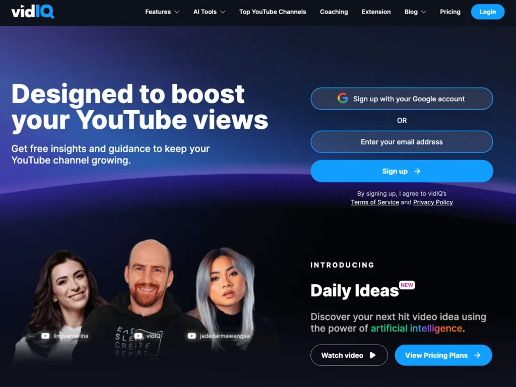 VidIQ review homepage