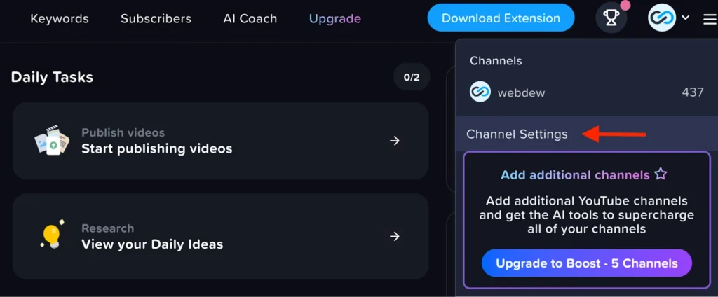 YouTube channel connection