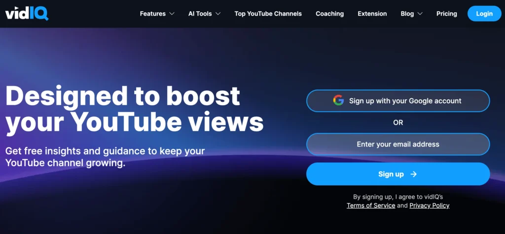 YouTube keyword research tool vidIQ