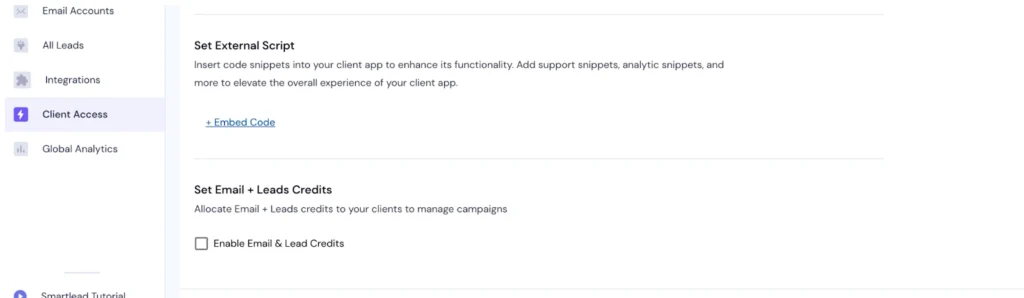 client access external script