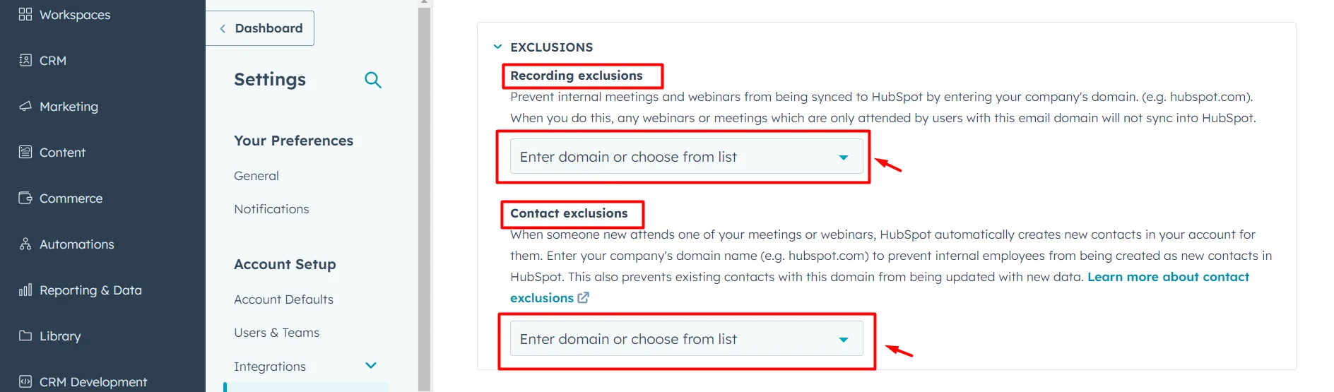 exclusions-global-settings-hubspot-zoom-integration