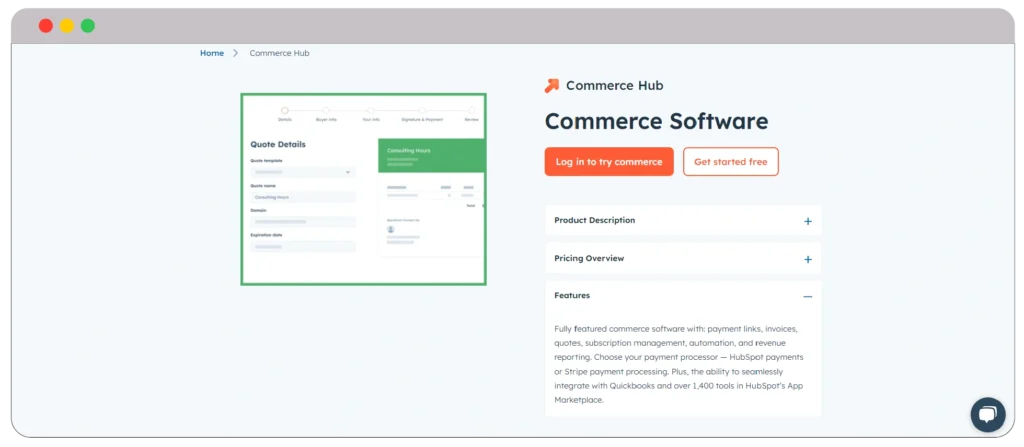 Hubspot commerce hub 1
