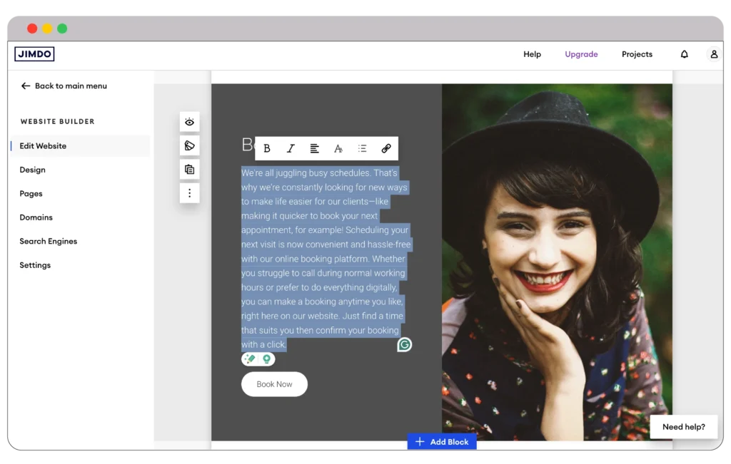 Jimdo template editing
