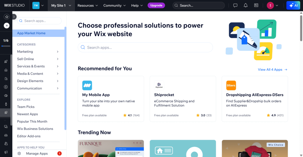 Wix Tutorial: Step-by-Step Guide to Build a Wix Website 3 Marketplace 1 e1748532108723